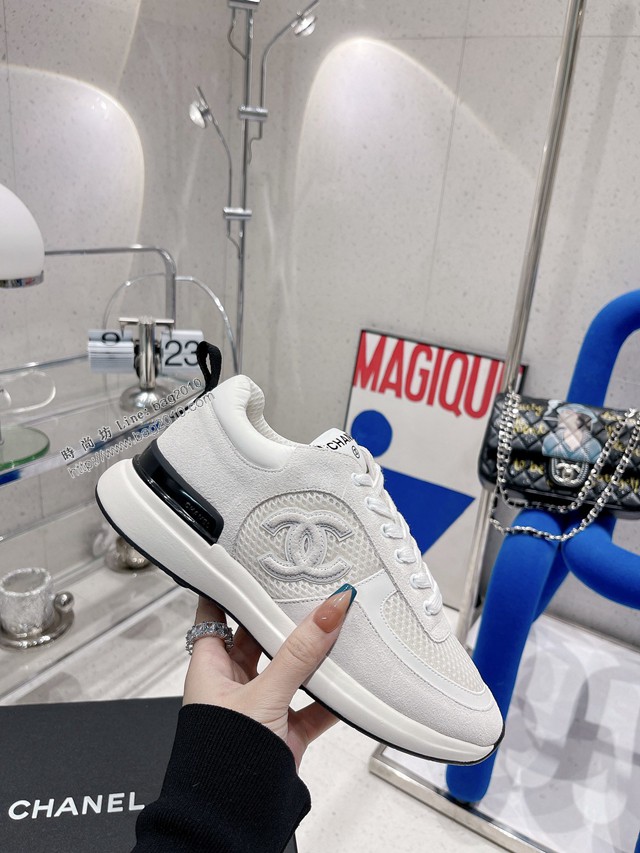 Chanel香奈兒2022早春新款松糕厚底漁夫鞋帆布鞋增高板鞋 dx3027